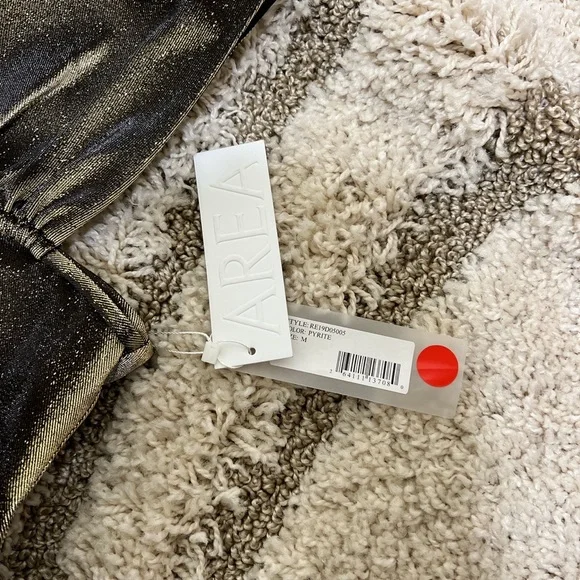 FINAL PRICE. AREA Lamé Plunge Midi Dress - Picture 6 of 7